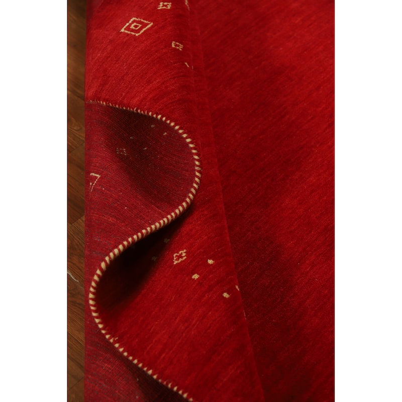 Tribal Red Gabbeh Indian Area Rug Hand-Knotted Wool Carpet - 5'10" x 7'9"