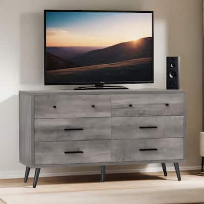 Rustic TV Stand for 65" TV, Entertainment Center with 6 Storage Drawers