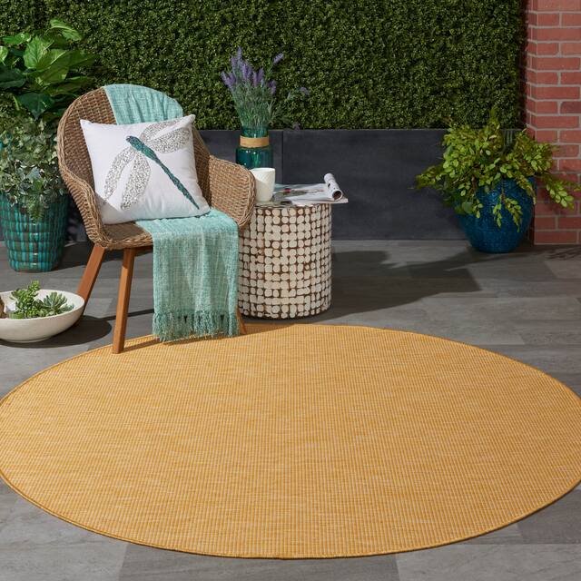 Nourison Positano Ombre Casual Modern Indoor/Outdoor Rug - 6' x Round - Yellow