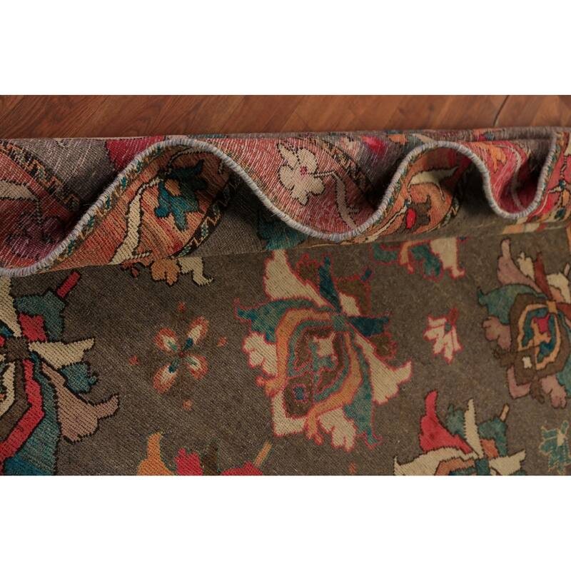 All-Over Brown Floral Gabbeh Persian Area Rug Hand-Knotted Wool Carpet - 5'2"x 9'0"