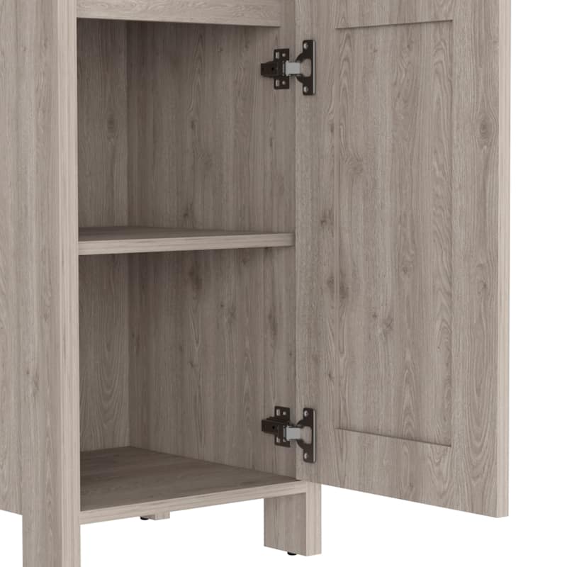 Linen Cabinet With Two Open Shelves And Single Door
