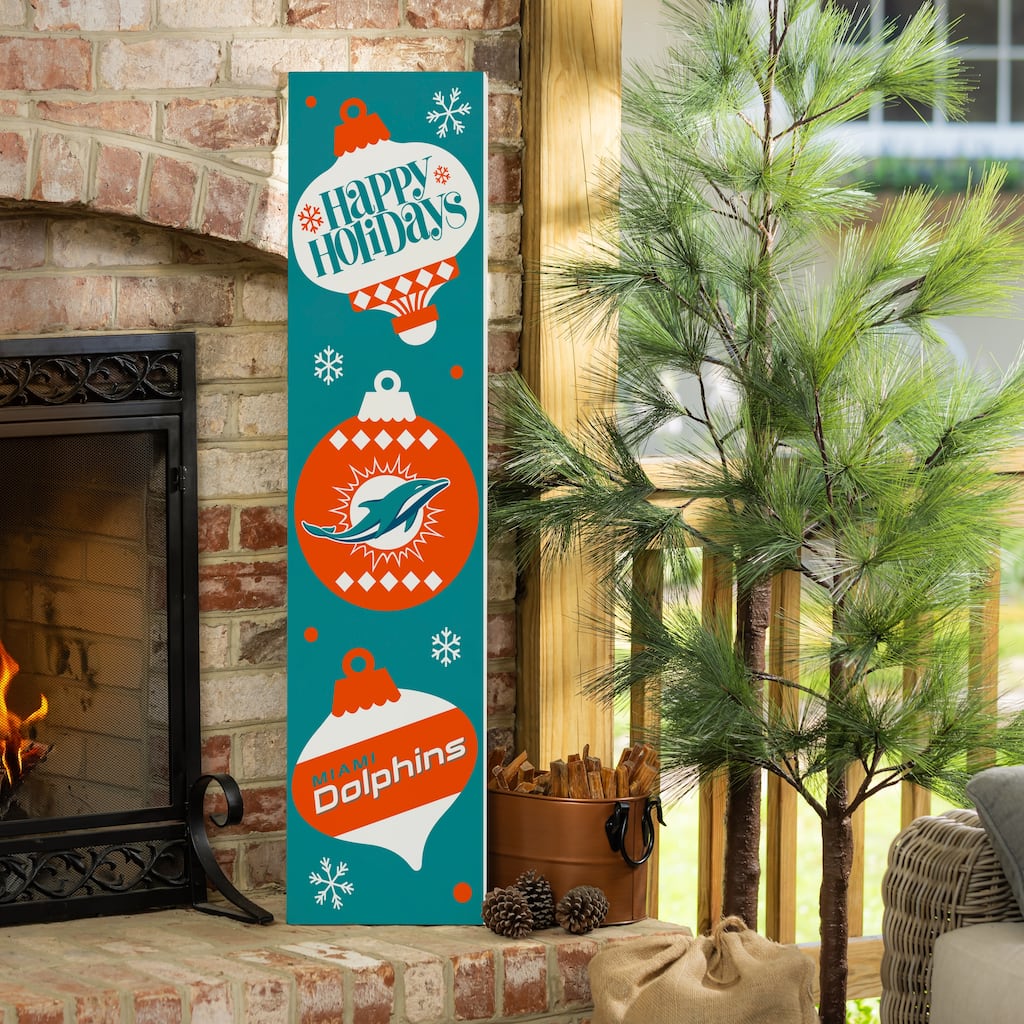 47" Double Sided Seasonal Porch Leaner, Miami Dolphins - 47" x 11.25"
