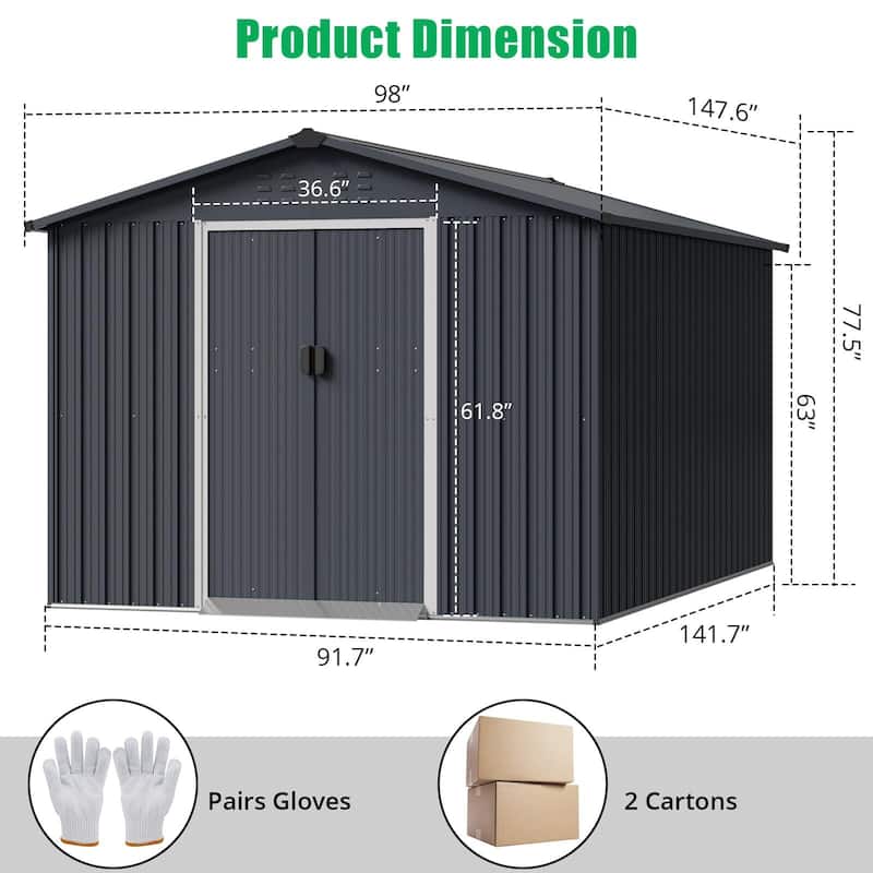 Outdoor Storage Shed, with Sloped Roof & Lockable Door