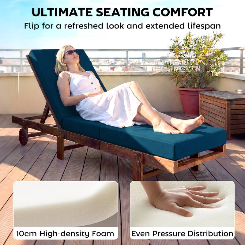 Outsunny Set of 2 Chaise Lounge Cushion, 4" Thick Outdoor Lounge Chair Cushions with Non-Slip Ties