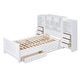 preview thumbnail 4 of 10, White Wood Twin Platform Bed wAll-in-One Cabinet, Shelf, 8 Side Drawers