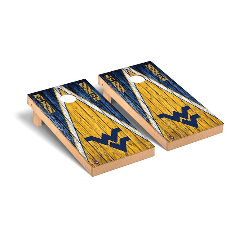 West Virginia Mountaineers 2x4 Pro Cornhole Boards - V8 - Include Case & Lights
