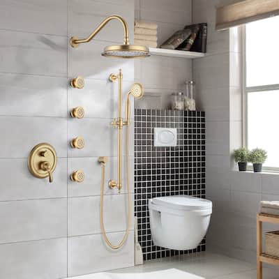 PROOX 9" Rain ShowerHead Body jet System with handheld shower Rough-in Valve