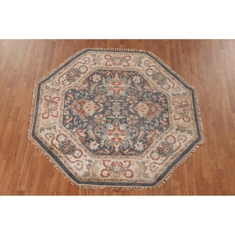 Heriz-Serapi Octagon Rug Hand-Knotted Wool Carpet - 6'0" x 5'11"