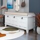 preview thumbnail 19 of 23, Upholstered Storage Bench & Unique Removable Seat Cushion Design with 3 Drop Down Storage Doors and Spacious Storage Space