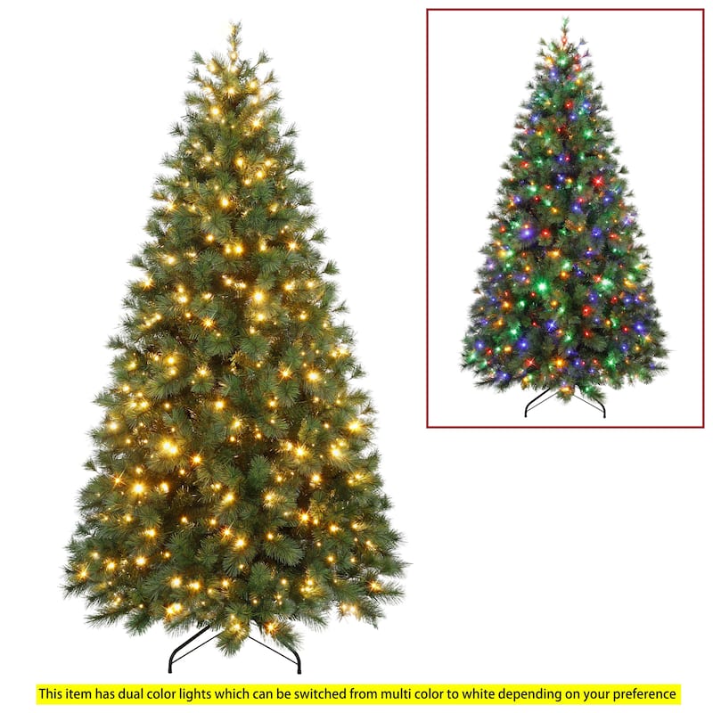 Puleo International 6.5' Pre-Lit Artificial Colorado Pine Christmas Tree with 300 Dual Function LED Lights