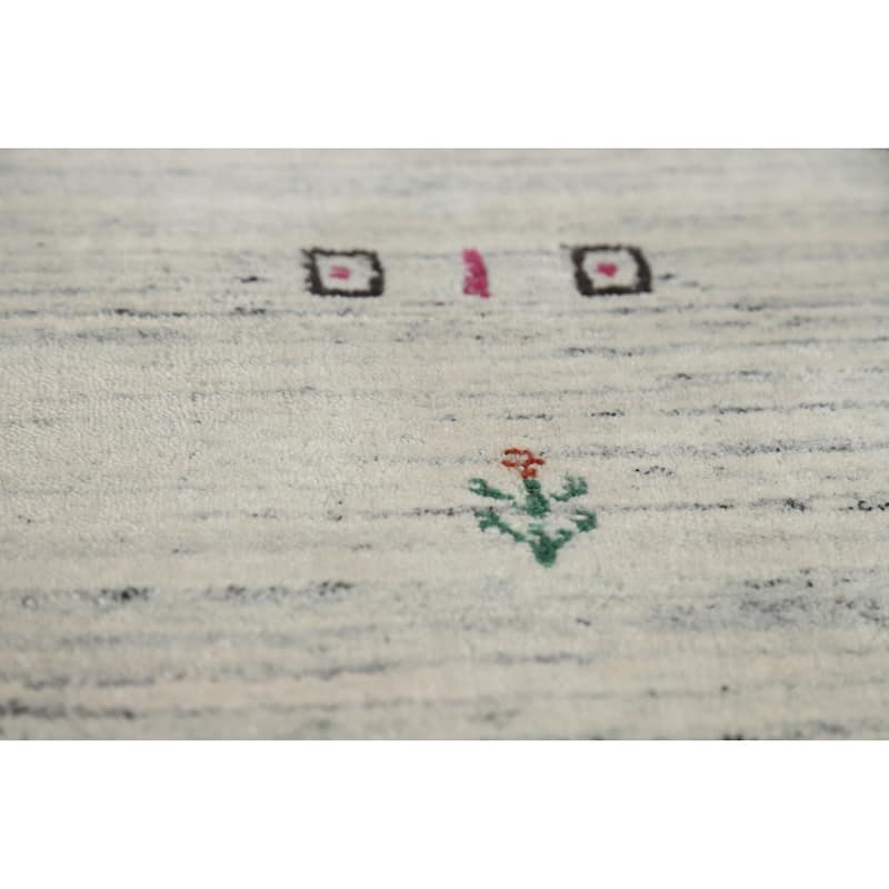 Tribal Gabbeh Indian Rug Handmade Beige Wool Carpet - 4'0" x 5'9"