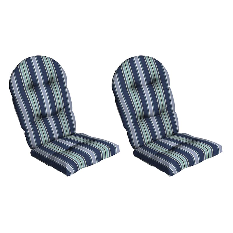 ARDEN Plush Modern Tufted Rocking Chair Cushion, Set of 2 - 20 x 18 - Sapphire Aurora Blue Stripe