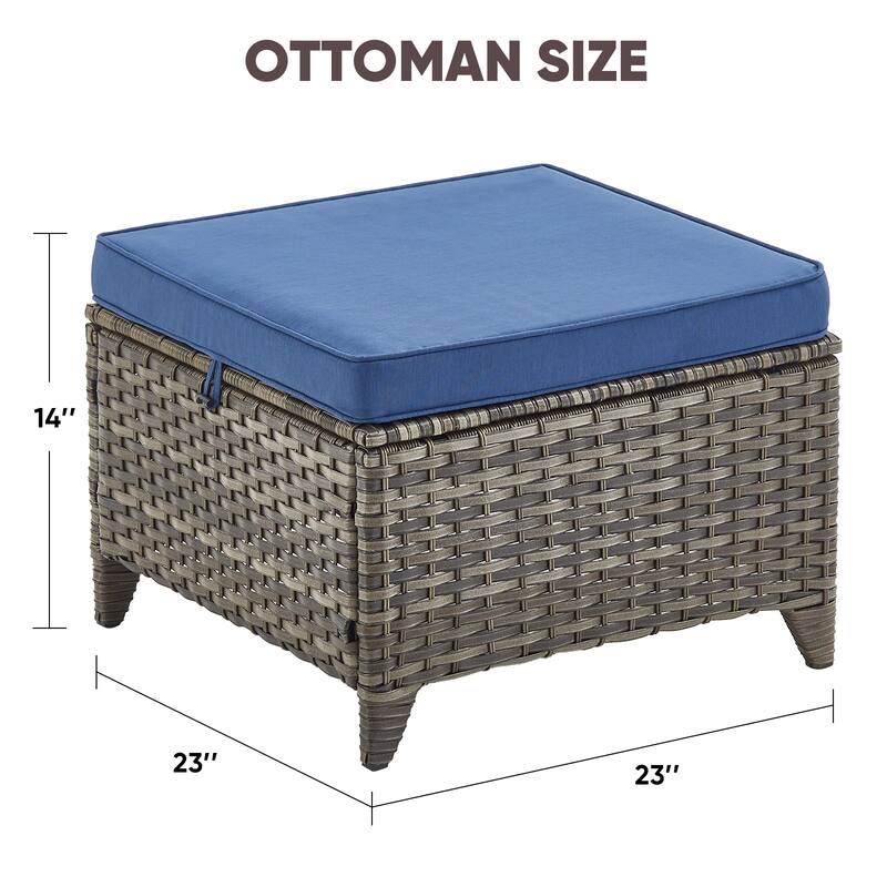 Outdoor Patio Chairs with Ottomans and Table - Grey