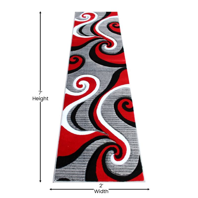 Modern High-Low Sculpted Swirl Design Abstract Area Rug
