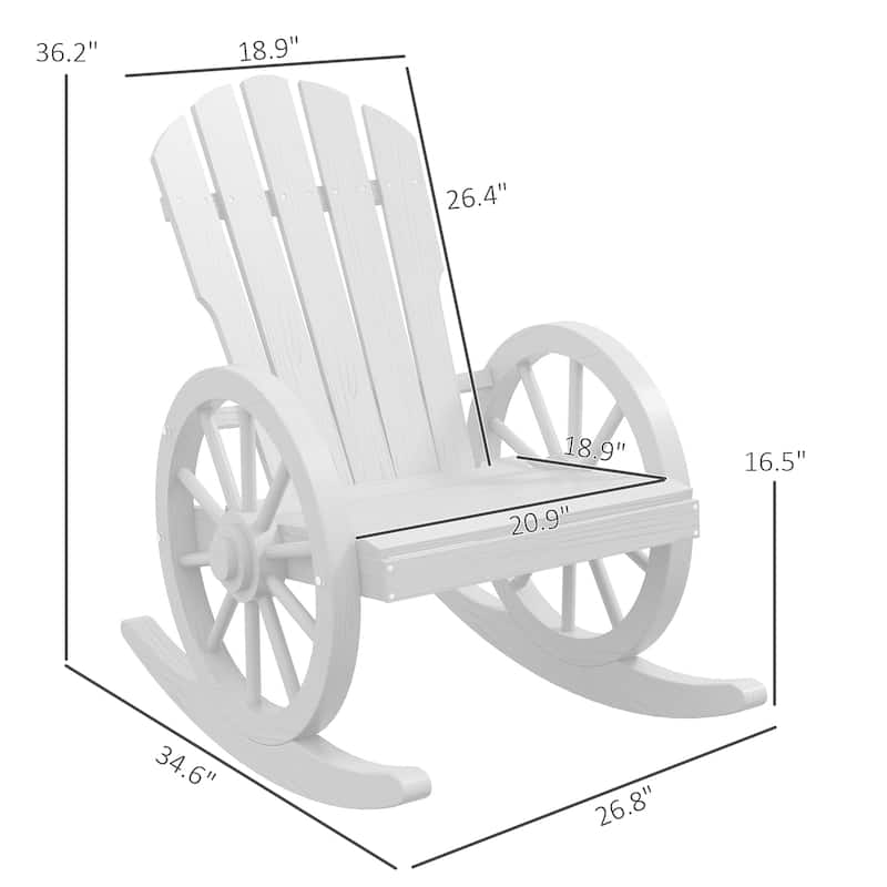 Wooden Rocking Chair,Adirondack Rocker Chair W/ Slatted Design And Oversized Back