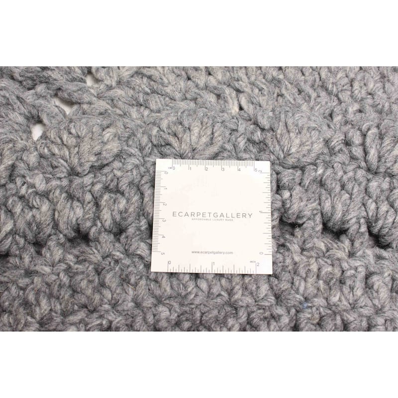 ECARPETGALLERY Braid weave Sienna Grey Wool Rug - 3'4 x 3'4