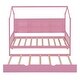 preview thumbnail 18 of 29, Wooden Twin Size House Bed with Trundle,Kids Bed with Shelf, Gray