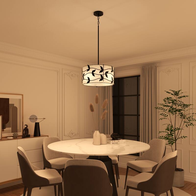 Acroma 4-light Gold/Black Ceiling Cotton Drum Light