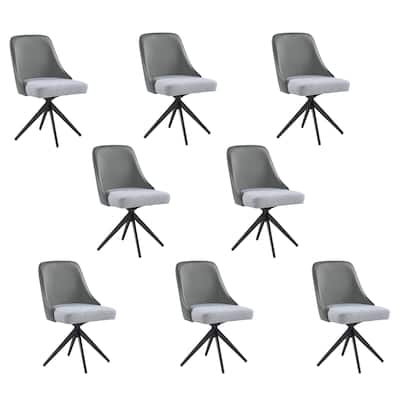 Portola Grey and Gunmetal Upholstered Swivel Dining Chairs (Set of 8)
