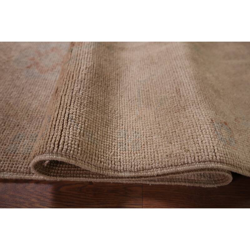 Earth Tone Oushak Turkish Runner Rug Handmade Wool Carpet - 3'0" x 11'5"