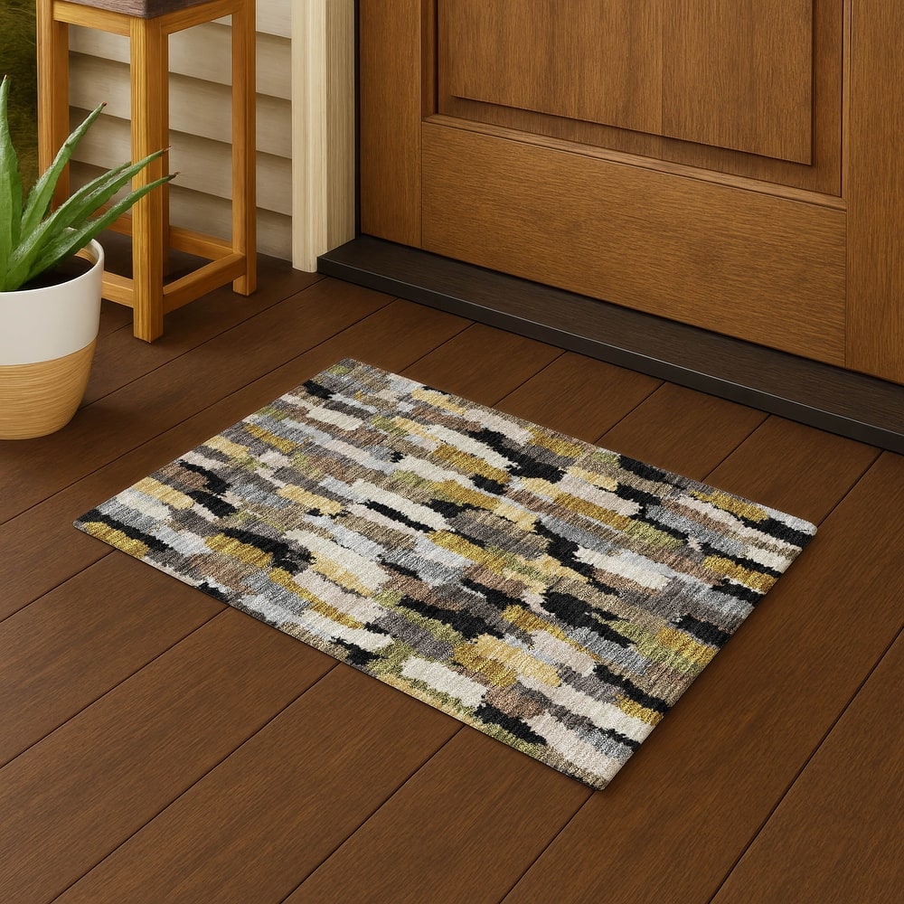 Machine Washable Indoor/ Outdoor Contemporary Stacks Chantille Rug