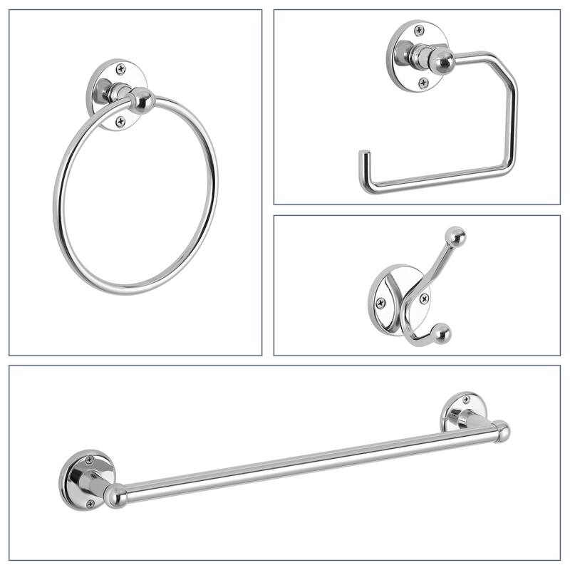 Bathroom Hardware Set, 4-Piece - Silver