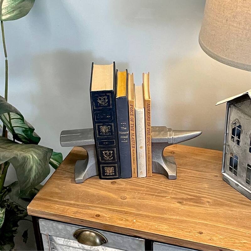 Cast Iron Anvil Bookends Set Of 2 With Smooth Flat Top - 8" L Book - 4.5 X 8 X 3.25 inches