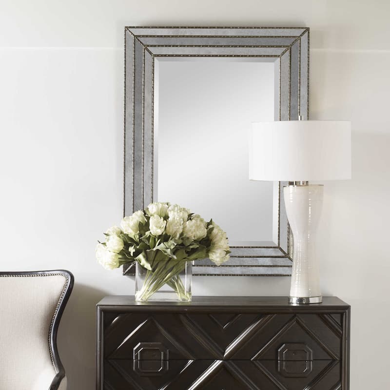 Uttermost Seymour 47" X 35" Large Contemporary Industrial Framed - Burnished Silver