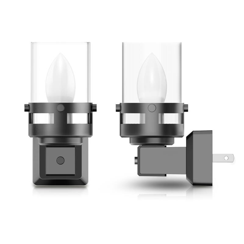 Set of 2 Retro Candle Night Light, C7 LED Filament, 3000K Warm, Dusk to Dawn Light Sensor for Hallway Bedroom Stairway