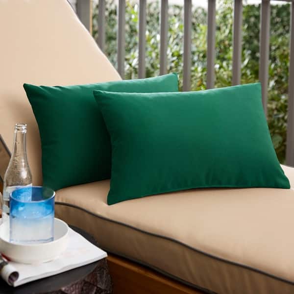 slide 2 of 12, Sunbrella Canvas Forest Green Indoor/Outdoor Knife Edge Pillow (Set of 2) 12" x 18"