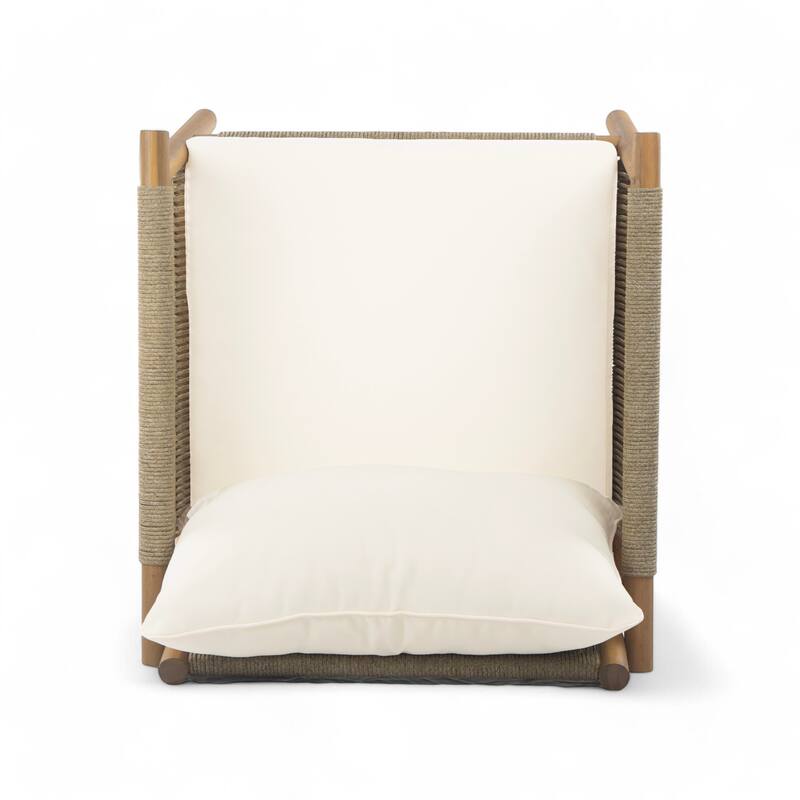 Christopher Knight Home - 28" Modern Outdoor Woven Lounge Chair with Solid Wood Frame and Comfortable Polyester Cushions