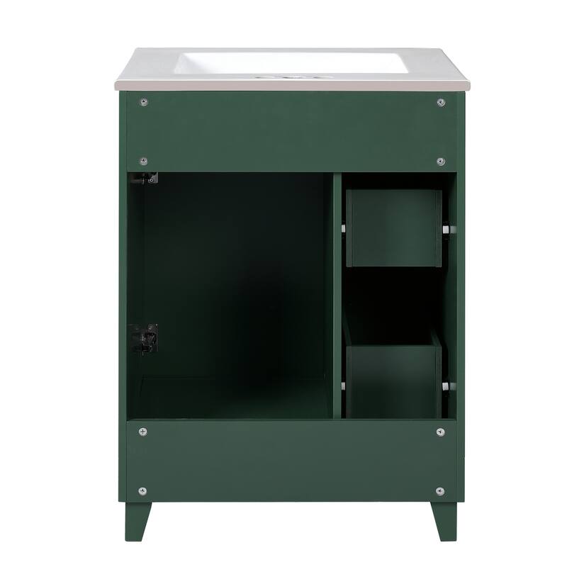 24" Forest Green Bathroom Vanity Cabinet with Ceramic Sink