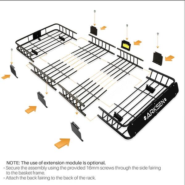 Shop Arksen 84 X 39 X 6 Universal Roof Rack Cargo Luggage Carrier Black Standard Overstock 30077745