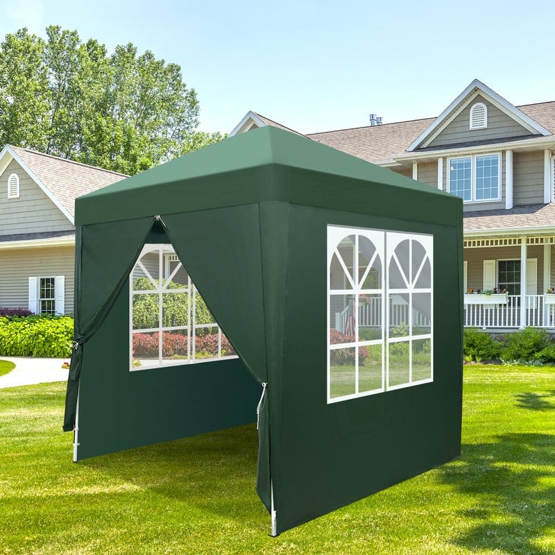 6.5x6.5FT Two Doors & Two Windows Practical Waterproof Right-Angle Folding Tent Green Blue