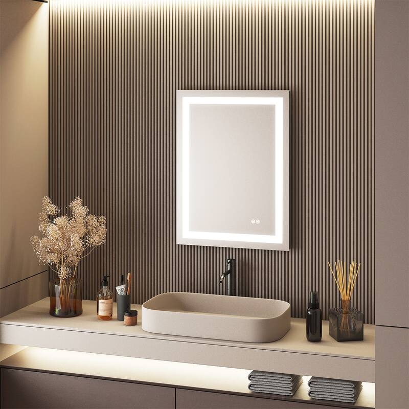 Wall Mounted LED Bathroom Mirror With Memory Function,Dimmable, Anti-Fog (Horizontal/Vertical)