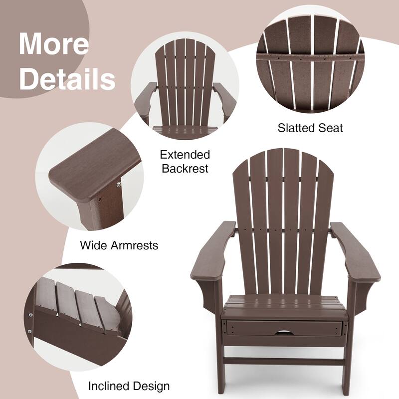 Costway 2 PCS Outdoor Patio HDPE Adirondack Chair Beach Seat - 29''x 53''x 37.5''