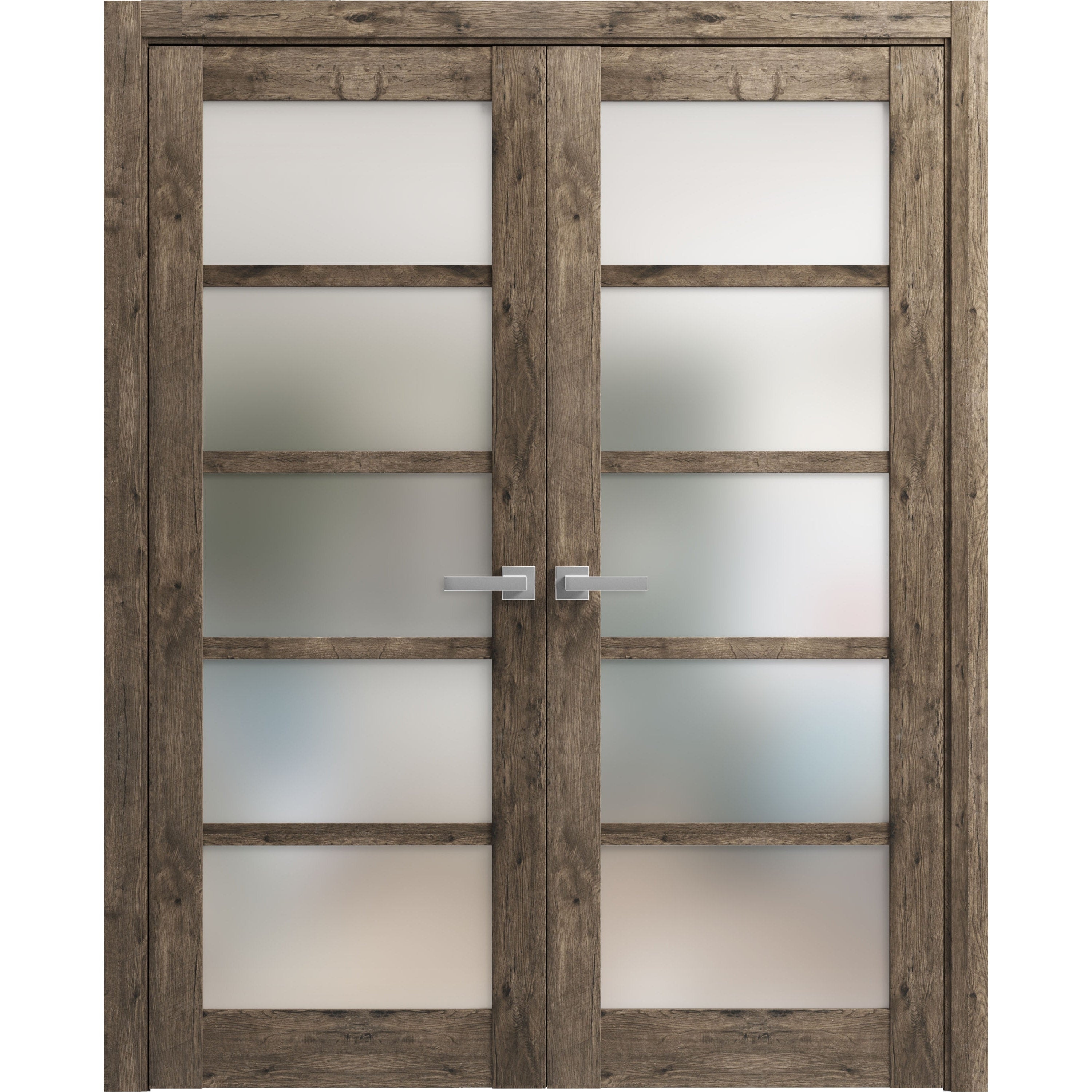 SartoDoors Quadro 4002 | Interior French Doors Double French Door | Solid Wood w/ Glass | 36x80, Oak Bedroom Door Bathroom Door