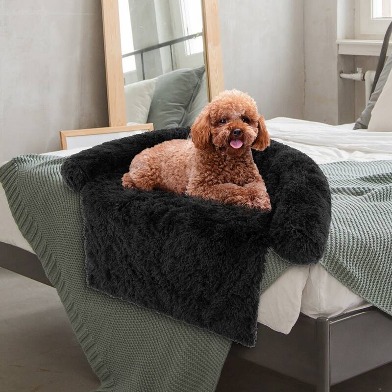 Costway Plush Calming Dog Couch Bed with Anti-Slip Bottom Plush Mat