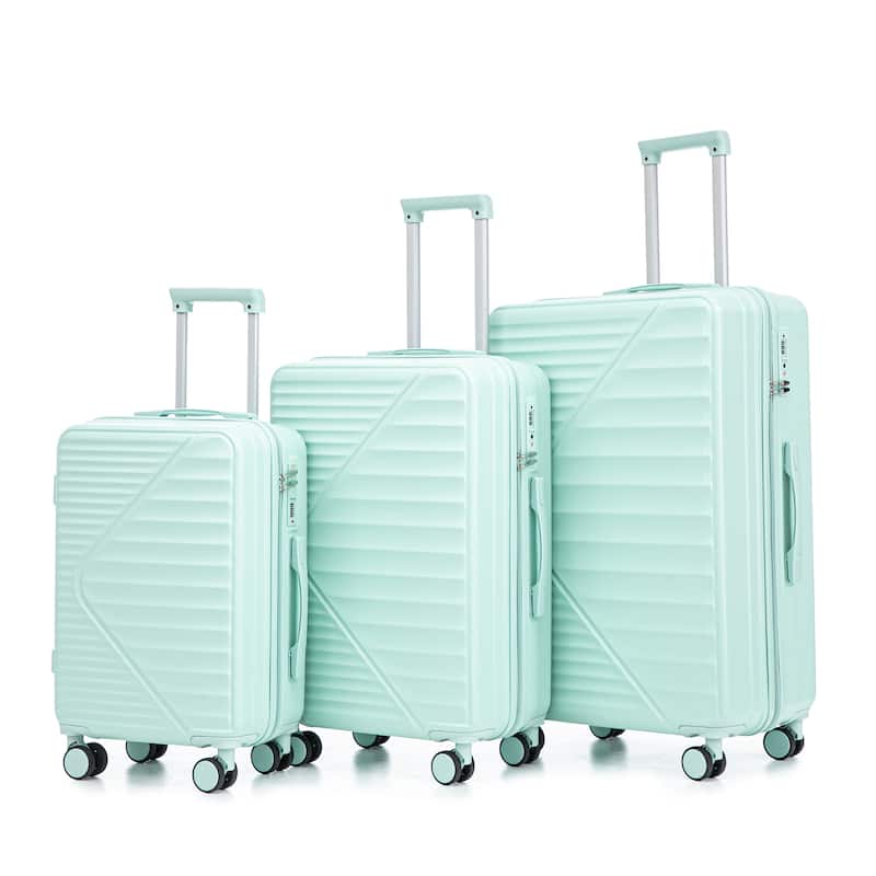 Luggage Sets 3 Piece ABS Hardside Lightweight Suitcase with 4 Universal Wheels TSA Lock Carry On Luggage - Mint Green