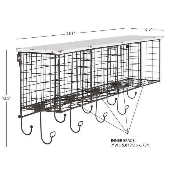 Linon Four Cubby Wall Shelf with Hooks - On Sale - Bed Bath