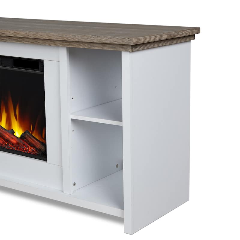 Tramore 62" Slim Electric Fireplace TV Stand in White by Real Flame