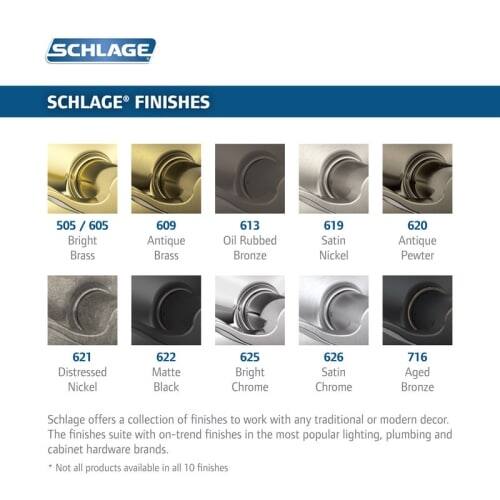Schlage F170 SIE 619 Single Dummy Knobset From the Siena Series