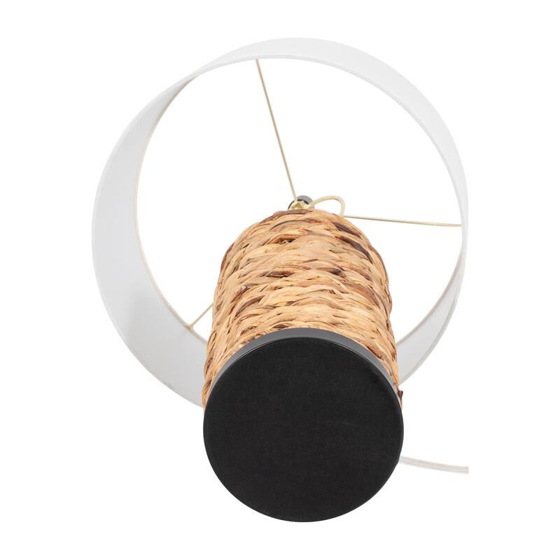 Modern Woven Seagrass Cylinder Table Lamp - 26", Brown & White - 25.75"