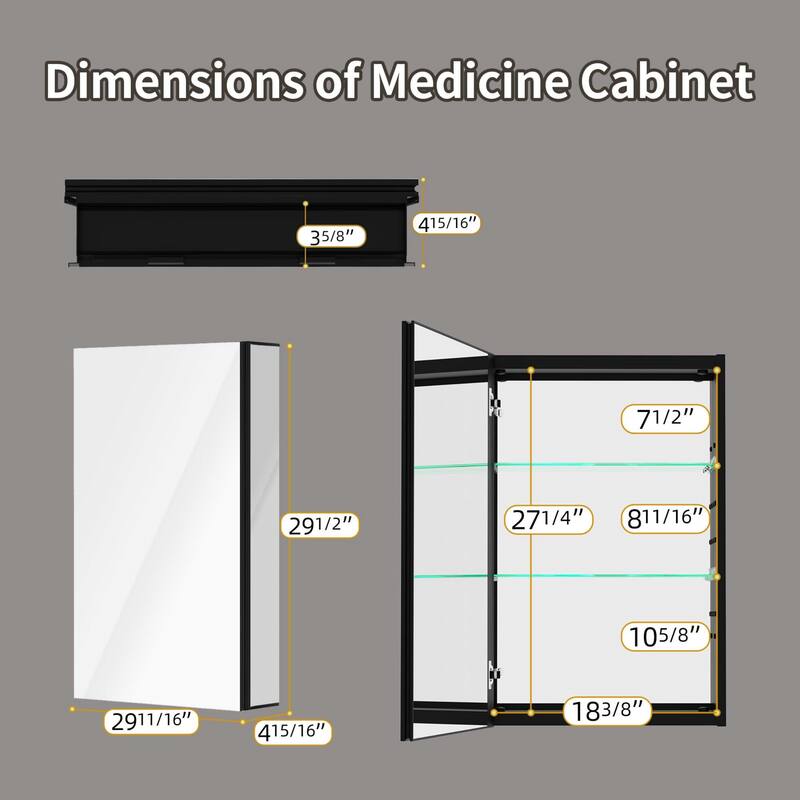 20" x 30" Lighted Recessed Medicine Cabinet with Mirror and Electrical Outlet