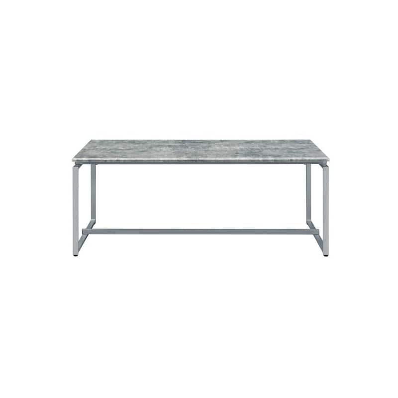 HomeRoots 47" Silver And Faux Concrete Pvc Veneer Rectangular Coffee Table
