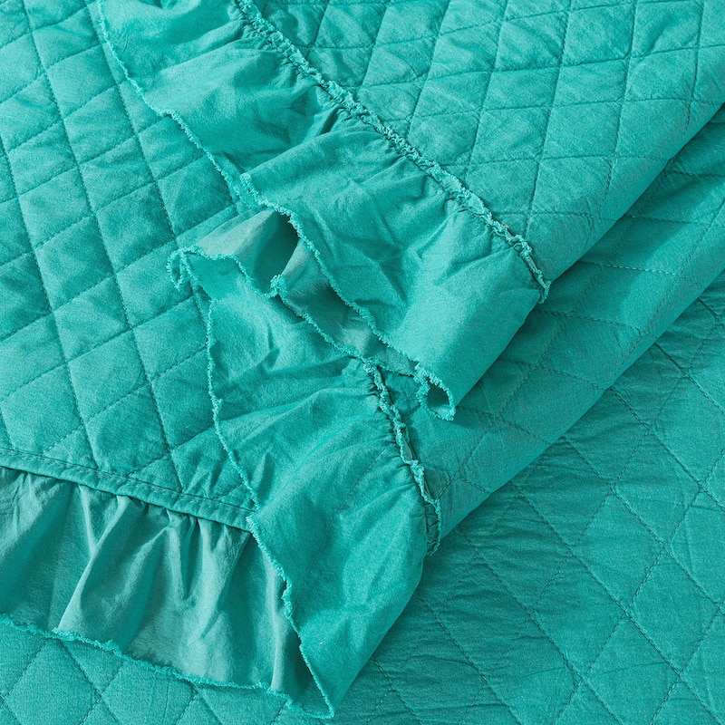 3 Piece Ruffle Quilt Set Lightweight Bedspreads Coverlet
