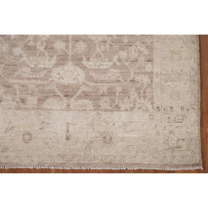 Hand Knotted Oriental 100% Wool Carpet Transitional All-Over Brown Oushak Area Rug - 6' 0'' X 3' 7''