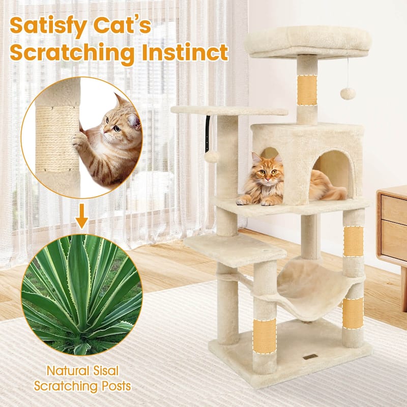 Costway 44” Tall Multi-level Cat Tree with Cushion Top Perch, - See Details