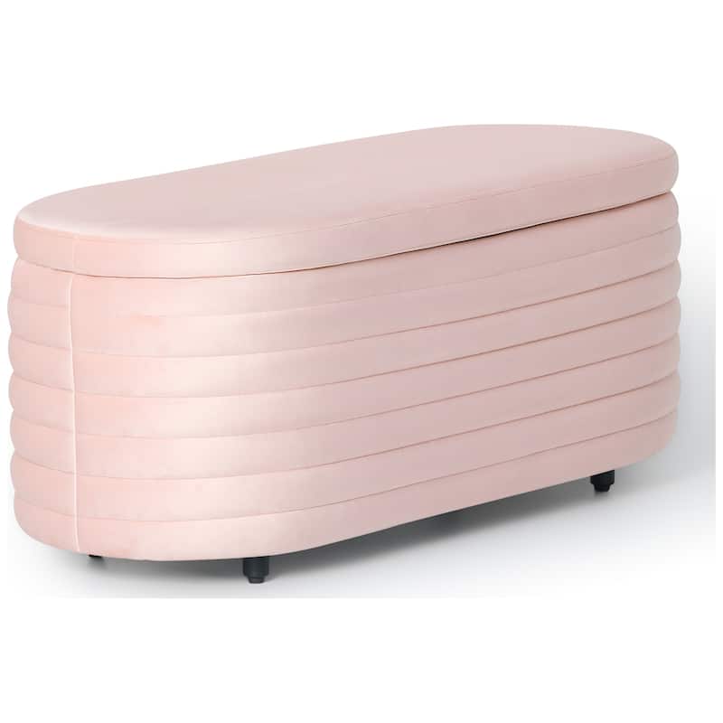 Farrah Velvet Polyester Flip Top Storage Ottoman - 42"