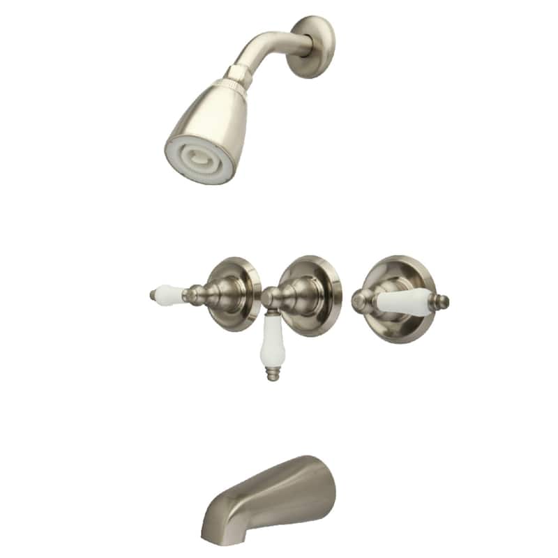 Victorian Three-Handle Tub and Shower Faucet - Brushed Nickel